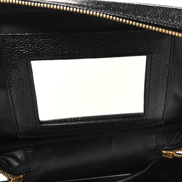 Chanel Caviar CC Vanity Cosmetic Case Black Top Handle Zip Around - Picture 10 of 10
